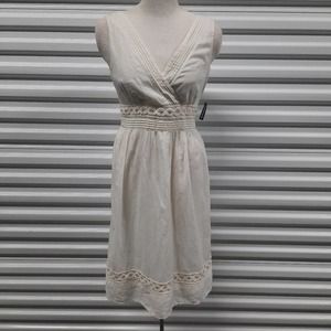Old Navy Dress Women's Size 2 Off White Sleeveless Embroidered Casual Cotton